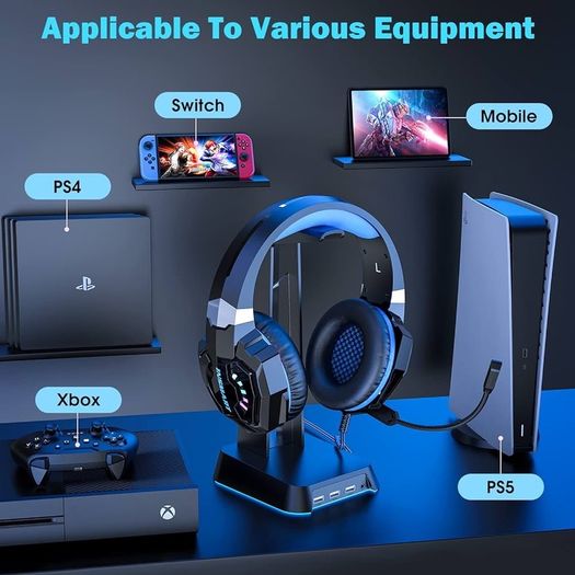 Gaming Headset with Mic, Headset for PS4/PS5/Xbox/Switch/Laptop, Over-Ear PC Gaming Headphones, Noise Cancelling & Volume Control