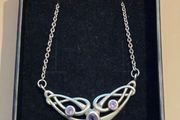 925 Sterling Silver Celtic Design with Amethyst stone Necklace