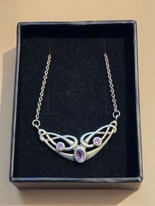 925 Sterling Silver Celtic Design with Amethyst stone Necklace