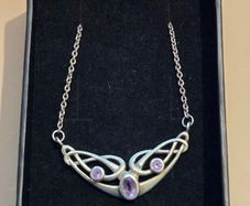 925 Sterling Silver Celtic Design with Amethyst stone Necklace