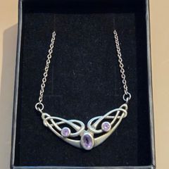 925 Sterling Silver Celtic Design with Amethyst stone Necklace