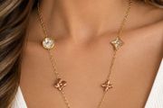 Gold-Tone Stainless Steel Floral Necklace