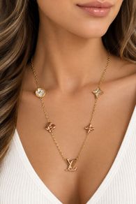 Gold-Tone Stainless Steel Floral Necklace