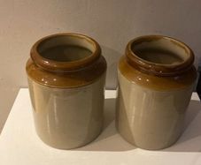 vintage  stoneware  storage Jars