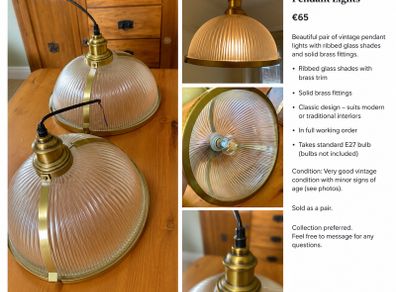 Vintage glass pendant light