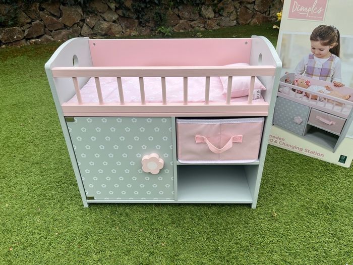 Dimples Wooden Baby Doll Bed and Changing Station EUC