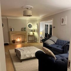 Cream & Brass Semi-Flush Ceiling Light