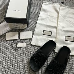 Genuine black Gucci flip flops flat shoes 5 38
