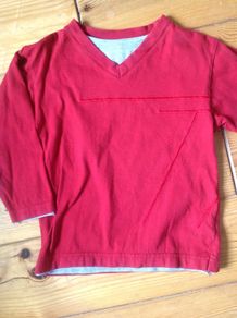 Age 3-4 Red & Grey Mock Layer Top