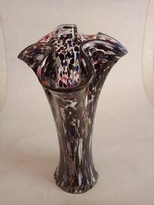 Vintage Murano Confetti Handkerchief Glass Vase