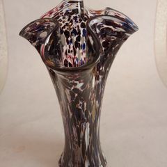 Vintage Murano Confetti Handkerchief Glass Vase