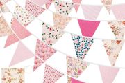 FREE P&amp;P Floral Bunting banner, 10.8 Feet Vintage Cloth Shabby Chic Flag Garlands, 12PCS Double Sided Fabric Triangle Pennants for Vintage Themed Wedding Afternoon Tea Garden Party