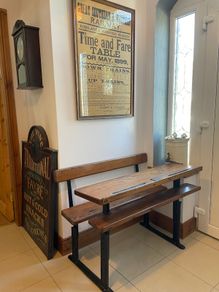 Antique RARE 1920s Kilrane National School PITCH PINE + CAST IRON Desk.