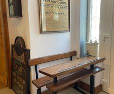 Antique RARE 1920s Kilrane National School PITCH PINE + CAST IRON Desk.