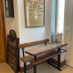 Antique RARE 1920s Kilrane National School PITCH PINE + CAST IRON Desk.