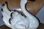 Vintage Large Iridescent  Swan Figurine on a clear brown acrylic base