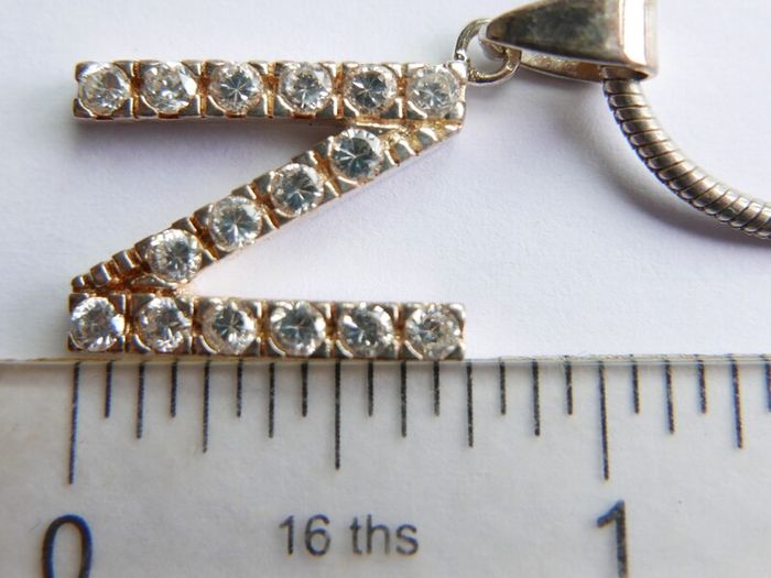 Vintage 925 Sterling Silver Necklace With N Pendant length 16" - 12,5g
