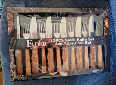 Brand new Fader steak knife and table fork set
