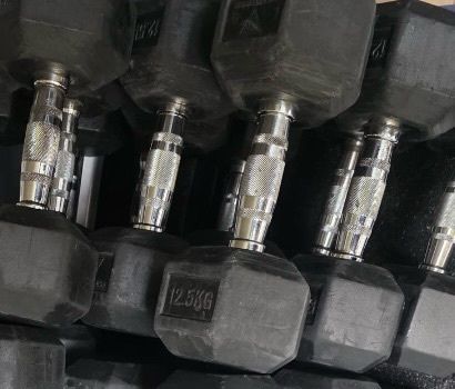 115kg rubber hex dumbbells