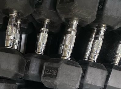 115kg rubber hex dumbbells