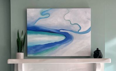 Georgia O'Keefe 'It was blue and green' large canvas suit Mid Century Modern