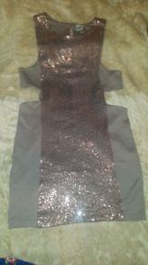 Brand new Asos beige sequins open sides bandage sexy party dress size UK18 EU46 Postage included