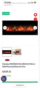 Stanley NMARWH140 ARGON 140cm Wall Mounted Electric Fire