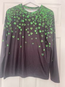 Made With Love Shamrock Print Long Sleeve Top - Size S - New
