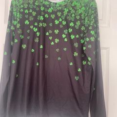 Made With Love Shamrock Print Long Sleeve Top - Size S - New