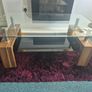 Smoked glass dining table & chairs + coffee table Image 2
