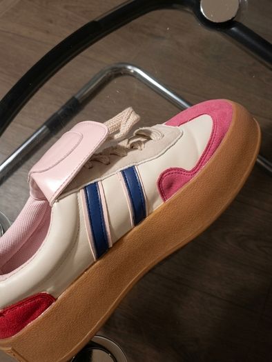Streetstyle Platform Sneakers Pink & Cream Leather 38EU