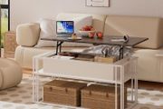 Lift Top Coffee Table - Modern Square Tables, Stable Metal Frame &amp; Hidden Storage, Centre Table for Living Room, Small Space, Home Office