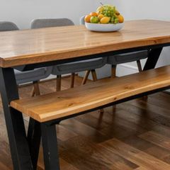 Oak dining table, bench & 3 chairs