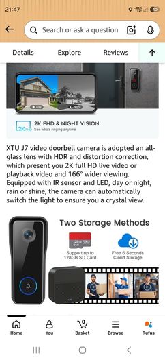 XTU J7 Doorbell camera