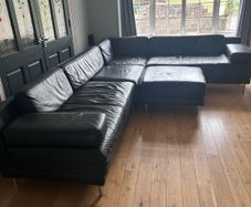 Black Leather Modular Sofa from Habitat