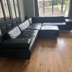 Black Leather Modular Sofa from Habitat