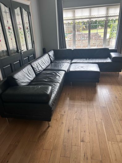 Black Leather Modular Sofa from Habitat