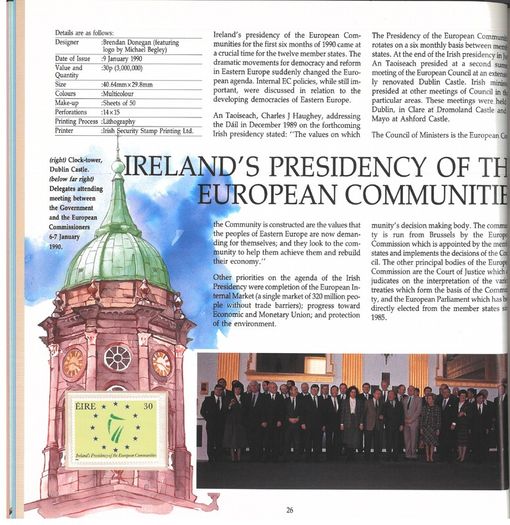 1988/89 Ireland The Irish Stamp Limited Edition Hardback Year Book. Contains all commemorative stamps from June 1988 to June 1989. Included 44 images of conents