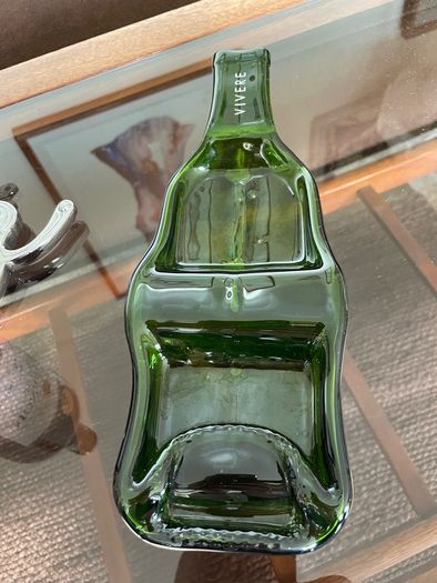 Slumped Wine Bottle Nibbles Tray by Vivere Interior Design