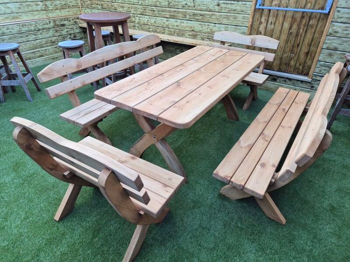 5-piece Garden Furniture Set Solid Pine Dining Set