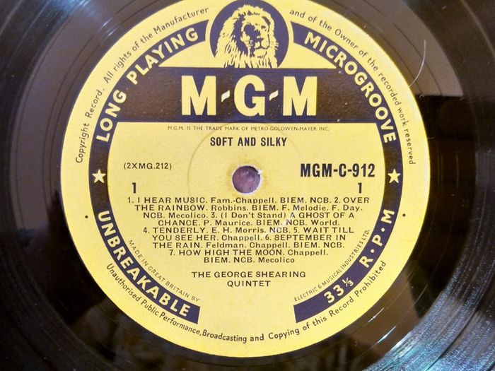 The George Shearing Quintet''Soft and Silky''Lp.Original MGM Rec.first press
