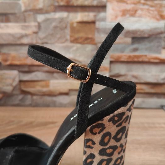 Leopard Print Suede Block Heel Platform Sandals, NEW LOOK