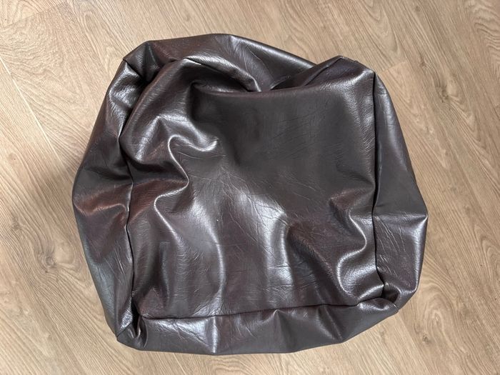 Dark Brown Faux Leather Cube Bean Bag