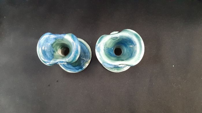 O Riain (John Ryan Cramics) handcrafted short candlesticks