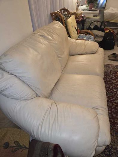 Couch, 2 Seater Cream Leather