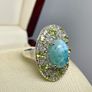 Larimar, Peridot & White Zircon Halo Ring (11.24 Ct) Image 4