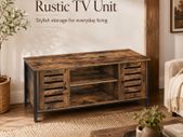 Industrial TV Unit with 2 Cabinets and Adjustable Shelves Vintage Brown and Black