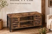 Industrial TV Unit with 2 Cabinets and Adjustable Shelves Vintage Brown and Black