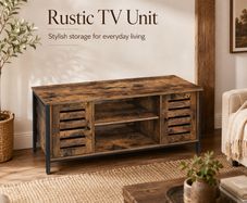 Industrial TV Unit with 2 Cabinets and Adjustable Shelves Vintage Brown and Black