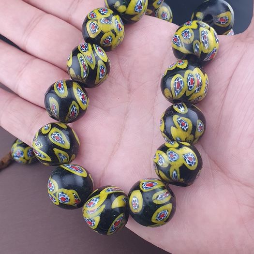 Antique Murano Style Millefiori Glass Beads Necklace 22 inches Strands